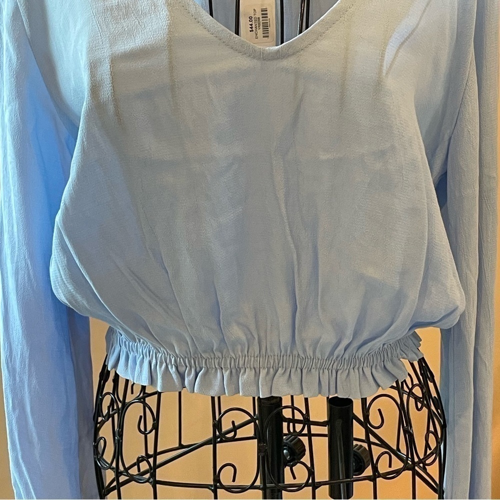 Lucy Love Enchanted Ice Blue Bell Sleeve Crop Top - Picture 7 of 7